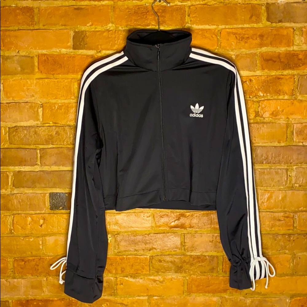 Adidas Black Jacket with White Stripes